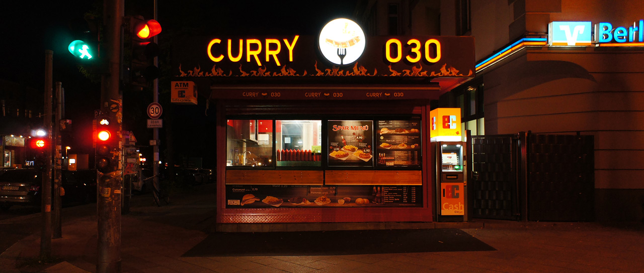 A Currywurst fast food stand in Berlin.