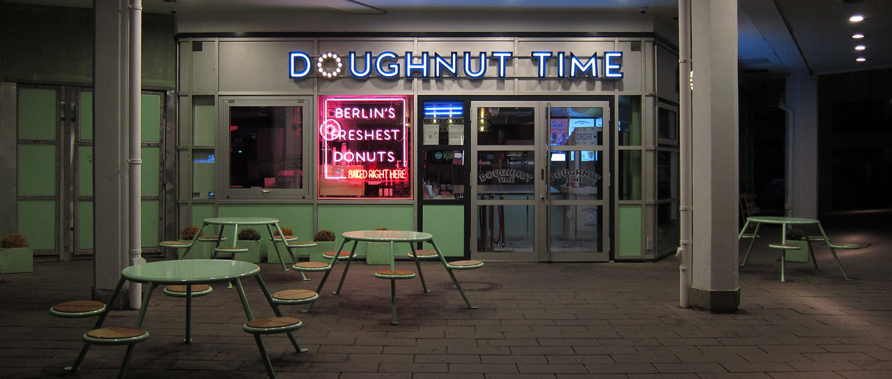 A doughnut shop at the Alexanderplatz in Berlin.